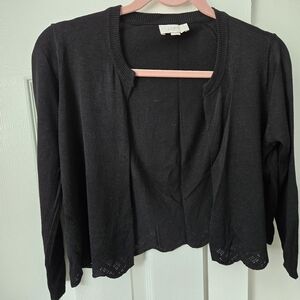 Loft lightweight cropped sweater- black